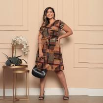 Vestido Estampado Casual Com Cordinha Manga Curta Estampa Sortida