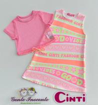 Vestido Estampado com Blusa de Telinha 2 Peças Cinti