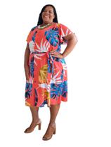 Vestido Estampado Curto Plusize Com Manga Curta Ref. 15580 Vestido Estampado Curto Plusize Com Manga Curta Ref. 15580