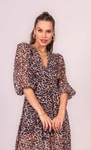 Vestido Estampado de Onça c/ Transparência Vestido Estampado de Onça c/ Transparência