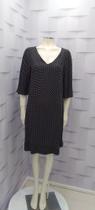 Vestido Estampado em poar viscose com decote v. Nas cores preta e roda tam 42à 48