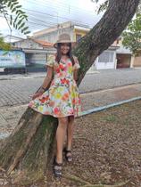 Vestido Estampado Floral Evase Rodado Gode Moda Evangelica Verão com Manga 776 Vestido Estampado Floral Evase Rodado Gode Moda Evangelica Verão com Manga 776
