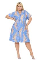 Vestido Estampado Plus Size Feminino Manga curta - SEROY