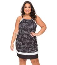 Vestido Estampado Plus Size Secret Glam Preto