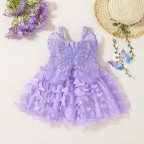 Vestido Estilo Princesa Para Bebê Menina, Roupas Com Suspensório De Borboleta Para 9 Meses a 3 Anos