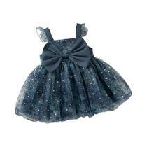 Vestido Estilo Princesa Para Meninas De 9 Meses a 4 Anos, Roupas Infantis De Verão Com Laço Para Vestido Estilo Princesa Para Meninas De 9 Meses a 4 Anos, Roupas Infantis De Verão Com Laço Para