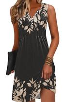 Vestido ETCYY Vestidos de verão para mulheres 2025 com decote em V, sem mangas, floral