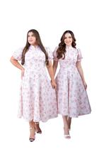 Vestido Evangelico Midi Floral Estampado Gode Elegante Vestido Evangelico Midi Floral Estampado Gode Elegante