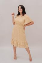 Vestido evasê onça amarela