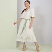 Vestido evase viscolino com cinto cordao titanium jeans Vestido evase viscolino com cinto cordao titanium jeans