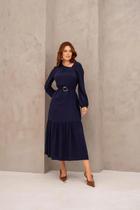 Vestido fabiana viscolinho azul marinho Vestido fabiana viscolinho azul marinho