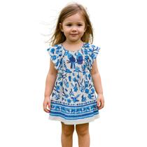 Vestido Fábula Jardim De Flores Azul Verão Vestido Fábula Jardim De Flores Azul Verão