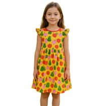 Vestido Fábula Malha Manzanas Amarelo Verão