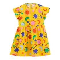 Vestido Fábula Três Marias Lua Estrela Sol Amarelo Verão Vestido Fábula Três Marias Lua Estrela Sol Amarelo Verão