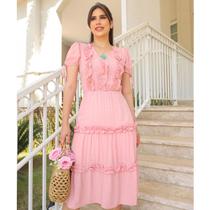 Vestido Fagian Jasmin em Viscose Pipoquinha Rosa