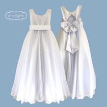 Vestido Faixa e Laço Branco Infantil Acessório Vestido Festa elegância conforto luxo REF4072 Vestido Faixa e Laço Branco Infantil Acessório Vestido Festa elegância conforto luxo REF4072