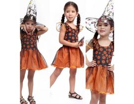 Vestido fantasia abóbora halloween infantil