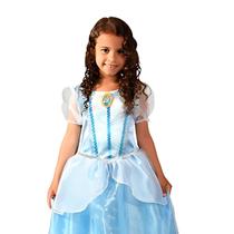 Vestido Fantasia Azul Princesa Cinderela Disney Tam M