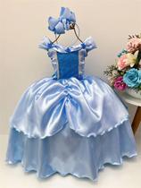 Vestido Fantasia Azul Princesas Disney frozen Cinderela