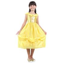 Vestido Fantasia Bela Menina Infantil Festa Luxo Princesa