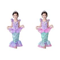 Vestido Fantasia Carnaval Halloween Infantil Cosplay Temático Princesa Sereia Ariel