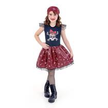 Vestido Fantasia de Menina Pirata Piratinha Festas Carnaval + Bandana Vestido Fantasia de Menina Pirata Piratinha Festas Carnaval + Bandana