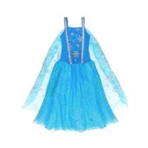 Vestido Fantasia Frozen Elsa Infantil Com Capa e Tiara