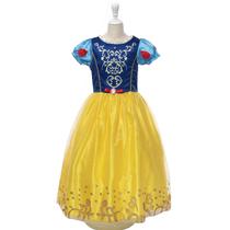 Vestido Fantasia Halloween Carnaval Princesa Branca de Neve