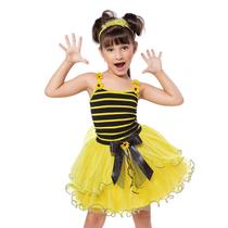 Vestido Fantasia Infantil Abelhinha Preta e Amarela Carnaval Tango