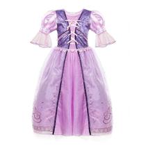 Vestido Fantasia Infantil Carnaval Halloween Temático Princesa Rapunzel Roxo