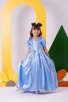 Vestido Fantasia Infantil Cinderela Luxo Azul com Tule e Saia Rodada Vestido Fantasia Infantil Cinderela Luxo Azul com Tule e Saia Rodada