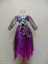 Vestido Fantasia Infantil de Halloween Dia Das Bruxa Laranja e Roxo Com Tule - Tamanho único - Indicado para Crianças de 8 Até 12 Anos Vestido Fantasia Infantil de Halloween Dia Das Bruxa Laranja e Roxo Com Tule - Tamanho único - Indicado para Crianças de 8 Até 12 Anos