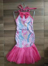 Vestido Fantasia Infantil Halloween Carnaval Sereia Verde e Rosa Vestido Fantasia Infantil Halloween Carnaval Sereia Verde e Rosa