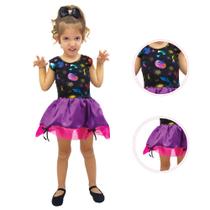 Vestido Fantasia Infantil Hallowen Bruxinha Dia das Bruxas Elegante