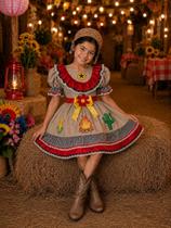 Vestido Fantasia Infantil Junino Maria Bonita Colorido Festa
