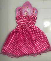 Vestido Fantasia Infantil Juvenil Festa de Carnaval Halloween Rosa e Vermelho com Bolinhas Brancas