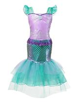 Vestido Fantasia Infantil Luxo Princesa Sereia Ariel Lilás e Verde