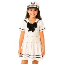 Vestido Fantasia Infantil Marinheiro Chapéu Festa Passeio Vestido Fantasia Infantil Marinheiro Chapéu Festa Passeio