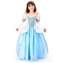Vestido Fantasia Infantil Menina Longo Princesa Cinderela Luxo