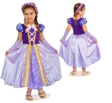 Vestido Fantasia Infantil Menina Princesa Rapunzel Enrolados Luxo - C.F.FANTASIAS-RE