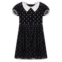 Vestido Fantasia Infantil Menina Wandinha Saia Tule Halloween - Bem Vestir Vestido Fantasia Infantil Menina Wandinha Saia Tule Halloween - Bem Vestir