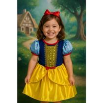 Vestido Fantasia Infantil Princesa Branca De Neve