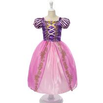 Vestido Fantasia Infantil Princesa Carnaval Halloween Enrolados e Rapunzel