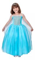 Vestido Fantasia Infantil Rainha Elsa Frozen c/ Capa