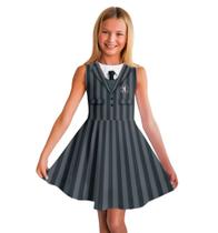 Vestido Fantasia Infantil Uniforme Wandinha Regata
