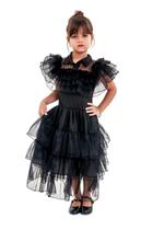 Vestido Fantasia Infantil Vandinha Wandinha Baile Festas Halloween