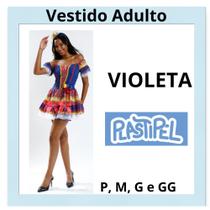 Vestido fantasia junino violeta do p/m/g/ gg