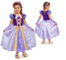 Vestido Fantasia Longo Infantil Menina Festas Princesa Rapunzel Enrolados