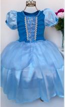 Vestido Fantasia Luxinho Princesas Azul