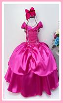 Vestido Fantasia Luxinho Princesas Pink novo